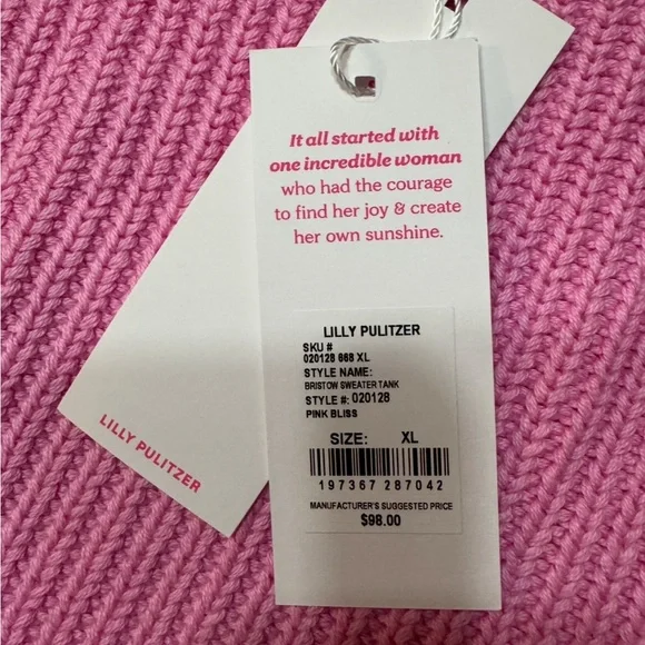 Lilly Pulitzer Bristow Ribbed Cardigan & Matching Tank Set In Pink Bliss NWT XL - Picture 16 of 16